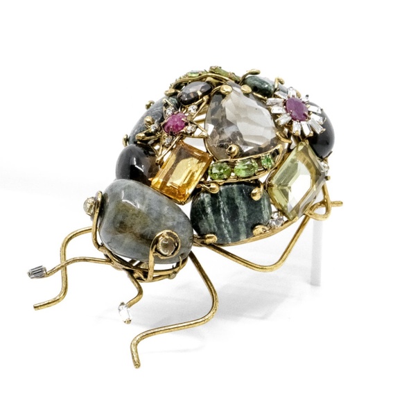 C&D JEWELRY Vintage Costume Large Ant Insect Bug Gem Brooch Pin Iradj Moini
